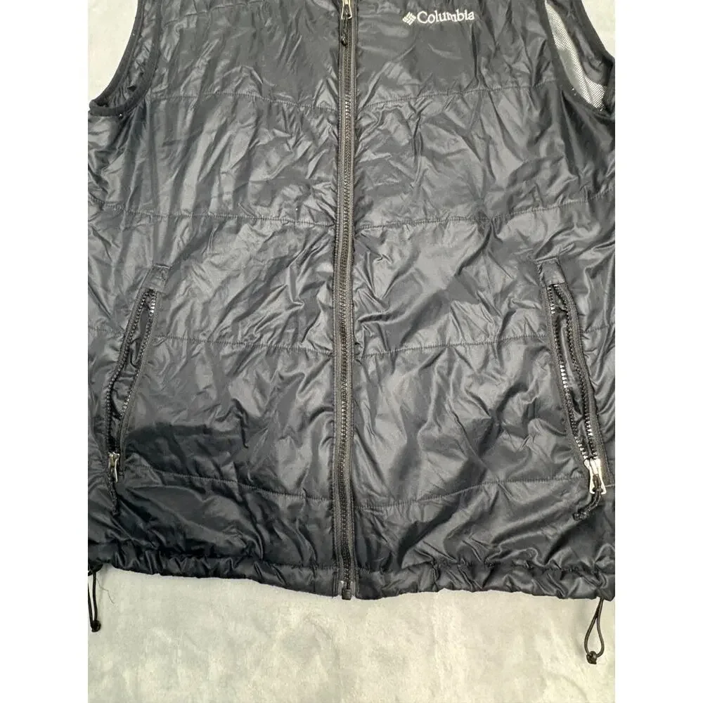 Columbia Mens L Black‎ White Out Omni-Heat Thermal Technology Puffer Vest